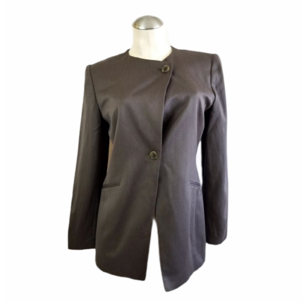Linda Allard Ellen Tracy Size 2 Gray Blazer Wool Silk